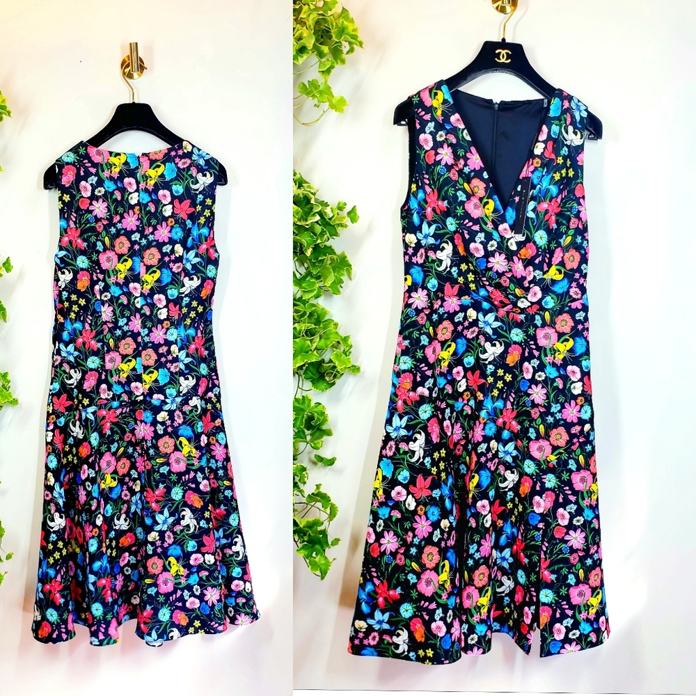 $368 NWT Elie Tahari Bright Floral Slit Mini Dress - Picture 5 of 9